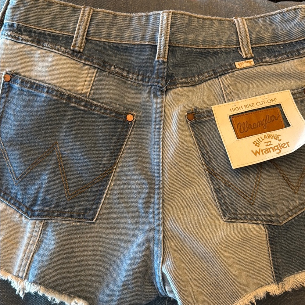 Wrangler Blue Jean Shorts with Distressed Hem
